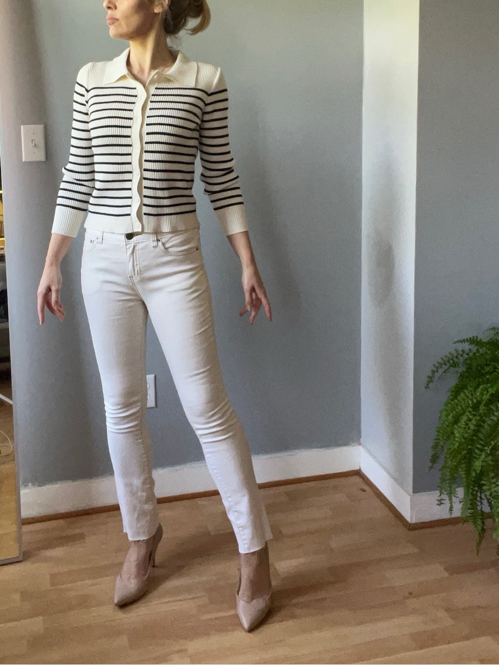 Free People Off-White cream Skinny Jeans cropped